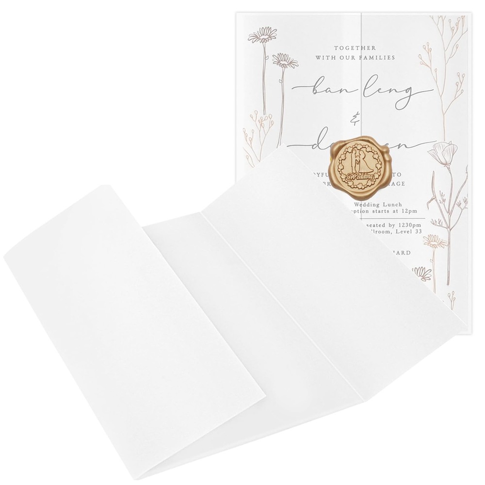 Jutieuo 100 Pack Vellum Jackets for 5×7 1 sheet (Pack of 100), Clear white