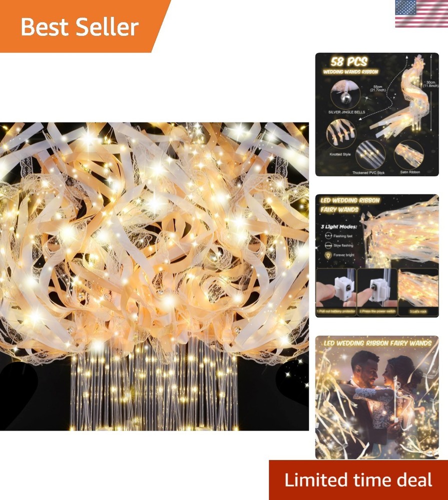 Magical 58 PCS Silk Fairy Wands with Lights & Ribbons for Unforgettable Events