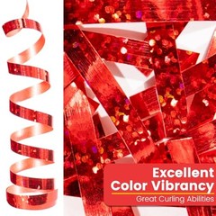 500 Yards Balloon Glitter Curling Ribbon, 1/5″ 1/5″ X 500 Yards Glitter Red