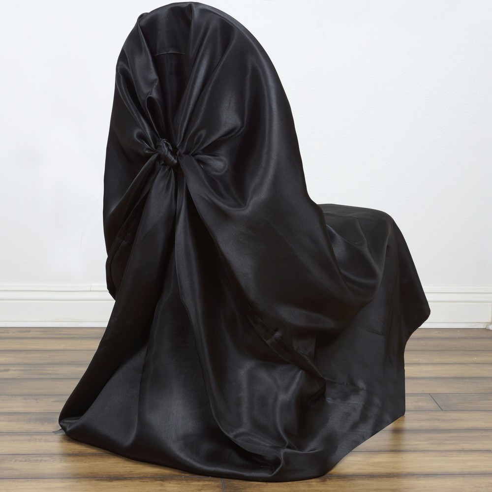 10 BLACK SATIN UNIVERSAL CHAIR COVERS for Wedding Reception Party Decorations