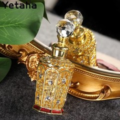 Yetaha Vintage Refillable Empty Perfume Bottles, Jeweled 0.4 Ounces, Golden