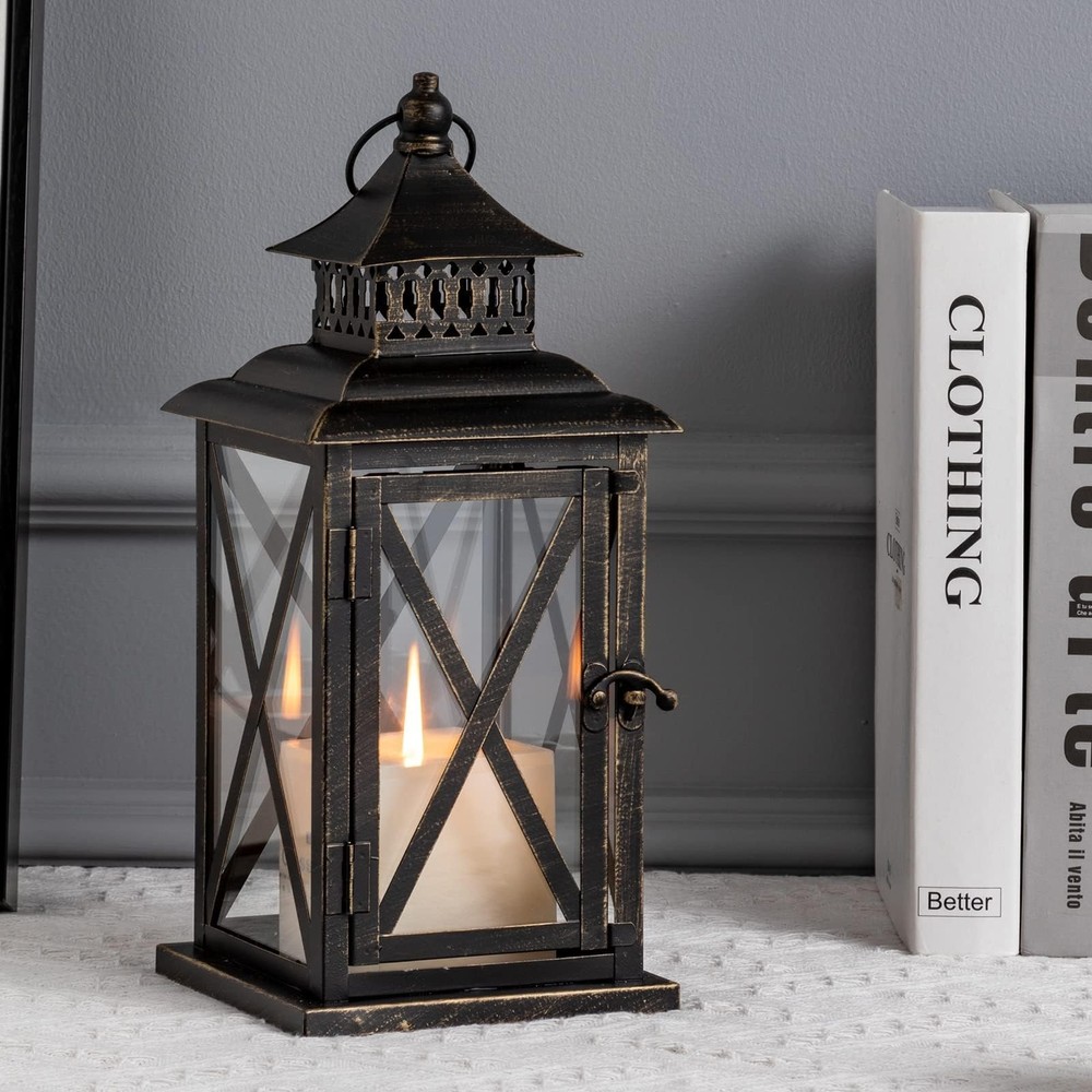 DECORKEY Lantern Decorative Indoor & Outdoor, Large 14.8», Black / 14.8»