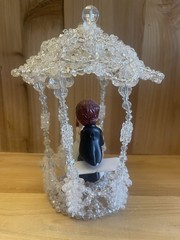 Vintage Handmade Beaded Gazebo WiltonKissing Bride And Groom Wedding Cake Top