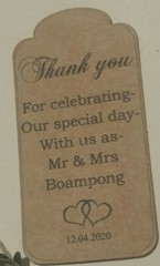 Personalise wedding Thank you vintage/brown/white gift tags 20,50,100,150.
