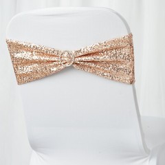 10 Blush Spandex Sequined CHAIR SASHES Ties Wraps Wedding Party Decorations