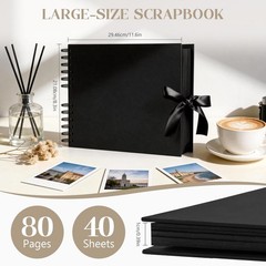 INNOCHEER Photo Album – Self Adhesive 80 Black Pages, Large Scrapbook Wedding…