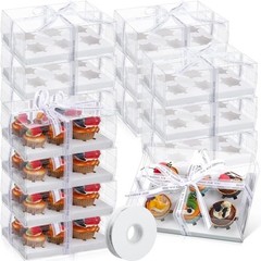 24 Pack Clear Cupcake Boxes 6 Count Plastic Clear Cupcake Containers with