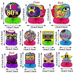 9 Pieces 80’s Retro Party Supplies 1980 6 x 8 inches, Multicolor