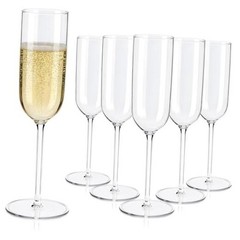 Plastic Champagne Flutes Set, 6oz Unbreakable Champagne Glasses 10 Transparent