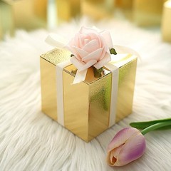 100 pcs Gold FAVOR BOXES 3″x3″ Wedding Party Home Decorations GIFT Supply SALE