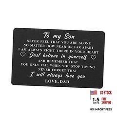 DEGASKEN To My Son Gifts Wallet Card from Dad, Encouragement 03 Son from Dad