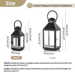Nuptio Garden Lanterns for Candles, 20cm/7.87in Tall Vintage Small, Black