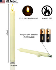 Homemory 6 Pack Flameless Taper Candles, No Remote, of 6, Ivory 6