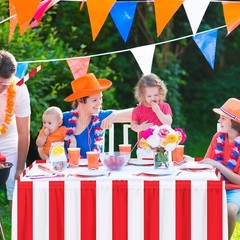 durony 2 Packs Red and White Striped Table Skirt Circus Theme Party Supplies…