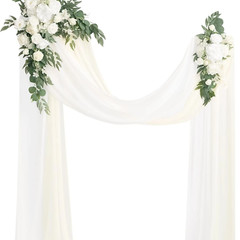 Artificial Wedding Arch Flowers Kit – White & Sage Green Floral with Chiffon