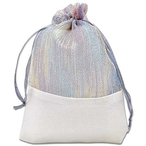 24-Pack Linen & Iridescent Organza Gift Bags with Drawstrings (Medium 5 x 7