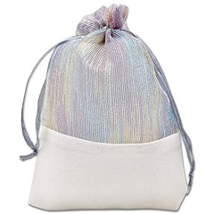 24-Pack Linen & Iridescent Organza Gift Bags with Drawstrings (Medium 5 x 7
