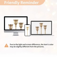 2 Sets(6 Pcs) Brass Gold Metal Taper Candle Holders 2 sets (6 pcs),