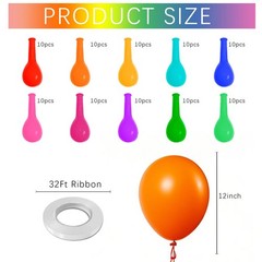 Balloons Assorted Colors Rainbow Decorations 100 Pack 12 12 inch, Multicolor
