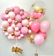 Pink and Gold Balloons Set, 50pcs 12 inch White Latex