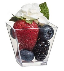 100 Ct Elegant Square Mini Cube 2oz Clear Tasting Sample 100 Count (Pack of 1)