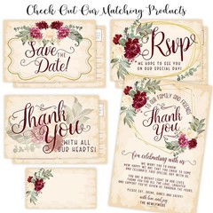 Lone Star Art Winter, Spring, Summer Wedding with 25 5×7, Burgundy Roses