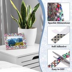 3 Yards Self-Adhesive Rhinestone Ribbon Roll (Mixed Colors 12mm/0.47″ Wide)