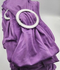 50 Spandex Slider Buckle Chair Bands Covers Silver Bling Wedding Party Purple