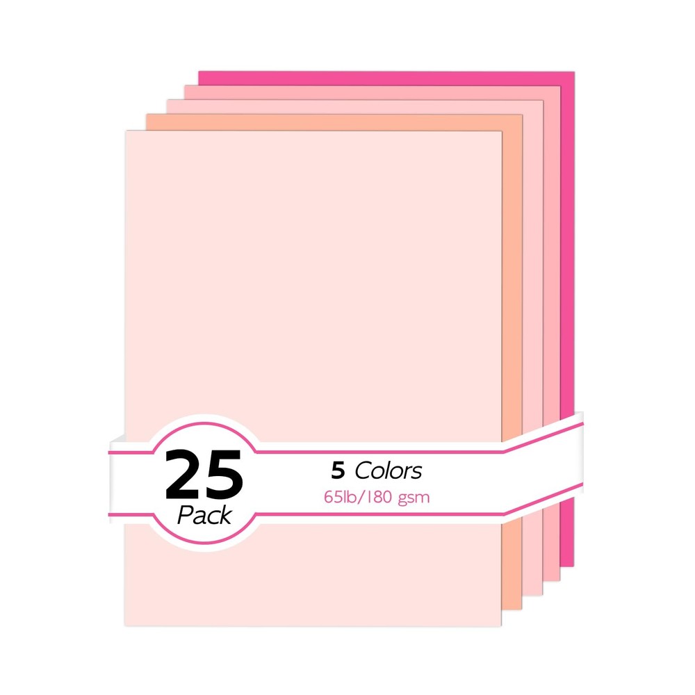65lb Pink Cardstock 8.5 x 11, Goefun 5 Colors Colored 8.5×11, pink