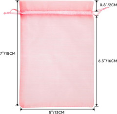 25PCS Blush Pink Organza Bags 5×7 inches – Drawstring Organza Bags, Candy Gift W