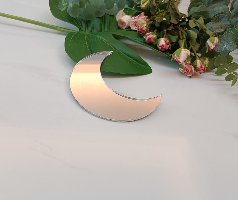 20 Pcs Acrylic Moon Place Card Celestial Wedding Semi Circle Blanks Silver