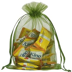 100pcs Organza Drawstring Bags 4 x 6 inch Candy Mesh Gift Bags Olive Green