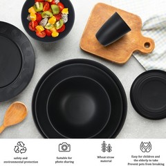 Wheat Straw Dishes Set 40 PCS,Service for 8,Unbreakable and Ruseable Plastic Din