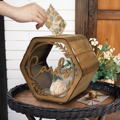 OurWarm Wedding Card Box for Party, Hexagon Brown Boxes