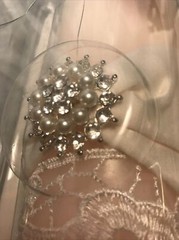 CELEBRATE IT WEDDING CANDLE SET 3 pc NEW LACE RHINESTONE PEARLS SALE! Stunning