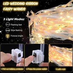 Magical 58 PCS Silk Fairy Wands with Lights & Ribbons for Unforgettable Events
