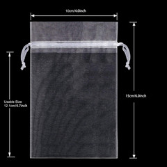 Hongyitime 100PCS Premium Sheer Organza Bags, White Wedding Favor Bags with Draw