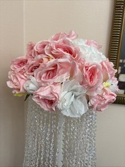 Luxurious Crystal White/Pink Flower Stand Wedding 13in Diameter No Stand Incl