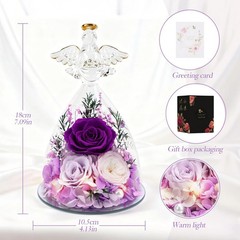 Casaido Mothers Day Rose Gifts for Women, 7″ Purple Preserved Roses Flowers in G