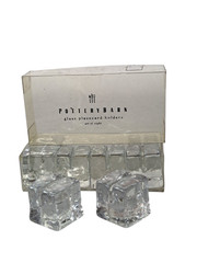 Pottery Barn Placecard Holders Clear Glass Cubes Wedding Shower Display Set 8