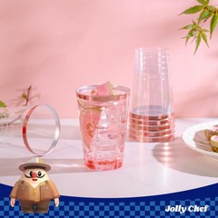 JOLLY CHEF 100 Pack Rose Gold Plastic Disposable Cups, 12 oz 12 oz,