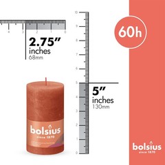 Bolsius 4 Pack Orange Rustic Pillar Candles – 2.75 X 5 Inches – Premium