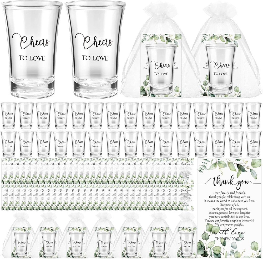 100 Sets Wedding Favors for Guests Wedding Shot Glasses Cheers to Love Acrylic C
