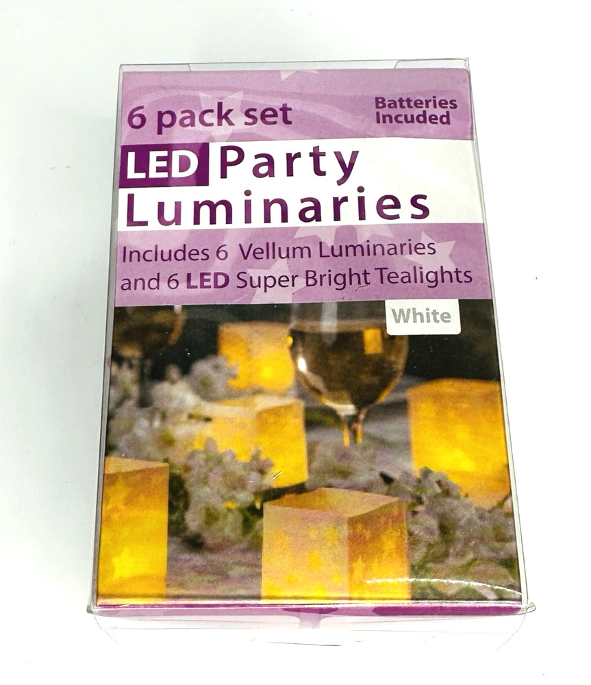 NEW! LED Party 6 Star Covered Vellum Luminaries w/ 6 Super Bright Tealights Fun