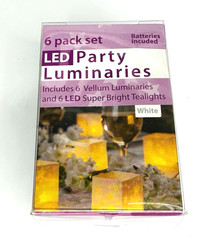 NEW! LED Party 6 Star Covered Vellum Luminaries w/ 6 Super Bright Tealights Fun