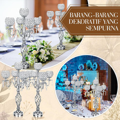 5 Arm Crystal Candelabra Centerpieces – 4 Pcs Silver for Weddings & Events