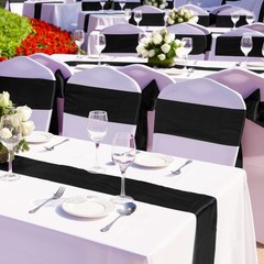 Aneco 12 Pack Satin Table Runner 12 x 108 Inch Black Long Wedding Satin Silk …