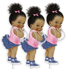 Pink Denim Jeans Baby Girl Centerpieces, Jeans Party Baby Shower Decor