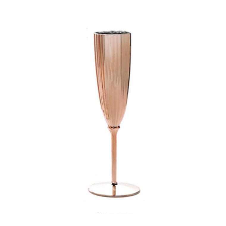 5 oz Blush Premium Metallic Plastic Champagne Flutes Disposable Flutes Wedding