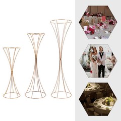 3 pcs Gold Wedding Table Hourglass-shaped Flower Stand For Anniversary Ceremony
